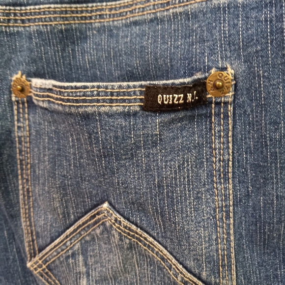 VTGE Quizz NY Womens Capri Pants Utility Blue Jean Denim Wide Legs Size 16/36" - Picture 4 of 10